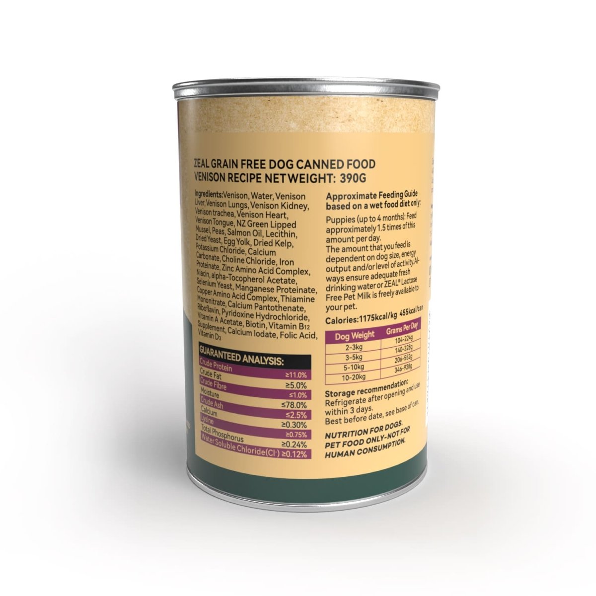 Zeal Grain Free Canned Dog Food 390g – (Venison Recipe) - Shopivet.com