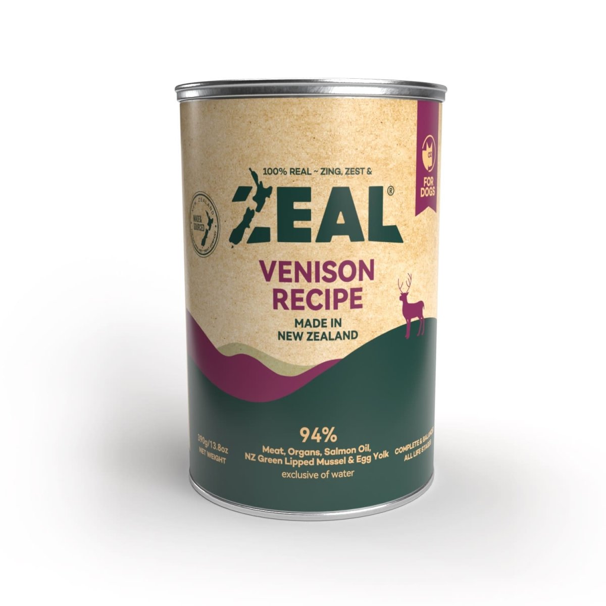 Zeal Grain Free Canned Dog Food 390g – (Venison Recipe) - Shopivet.com
