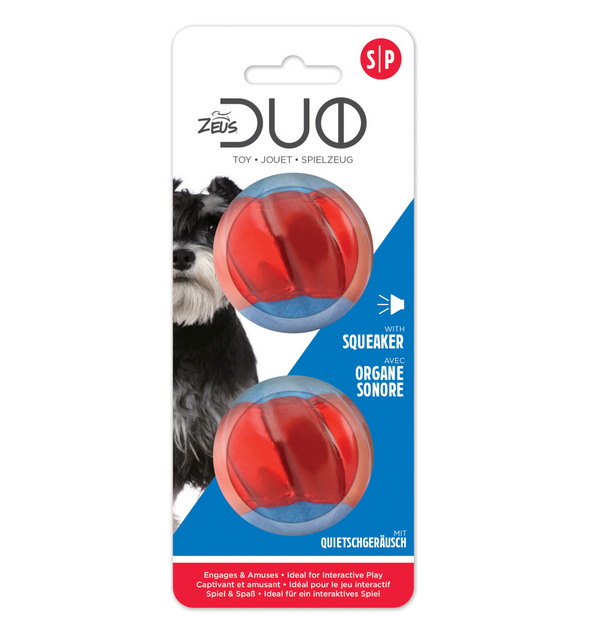 Zeus Duo Ball, 5cm with Squeaker, 2pk