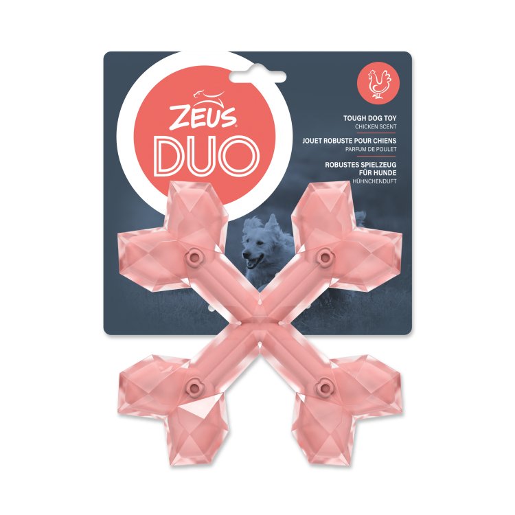 Zeus Duo Cross, 15cm, Coral, Chicken Scent - Shopivet.com