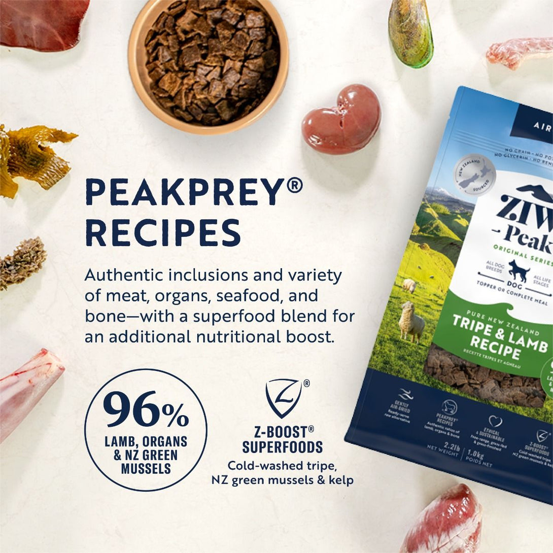 ZIWI Peak Air - Dried Tripe & Lamb Recipe Dry Dog Food - 1KG - Shopivet.com