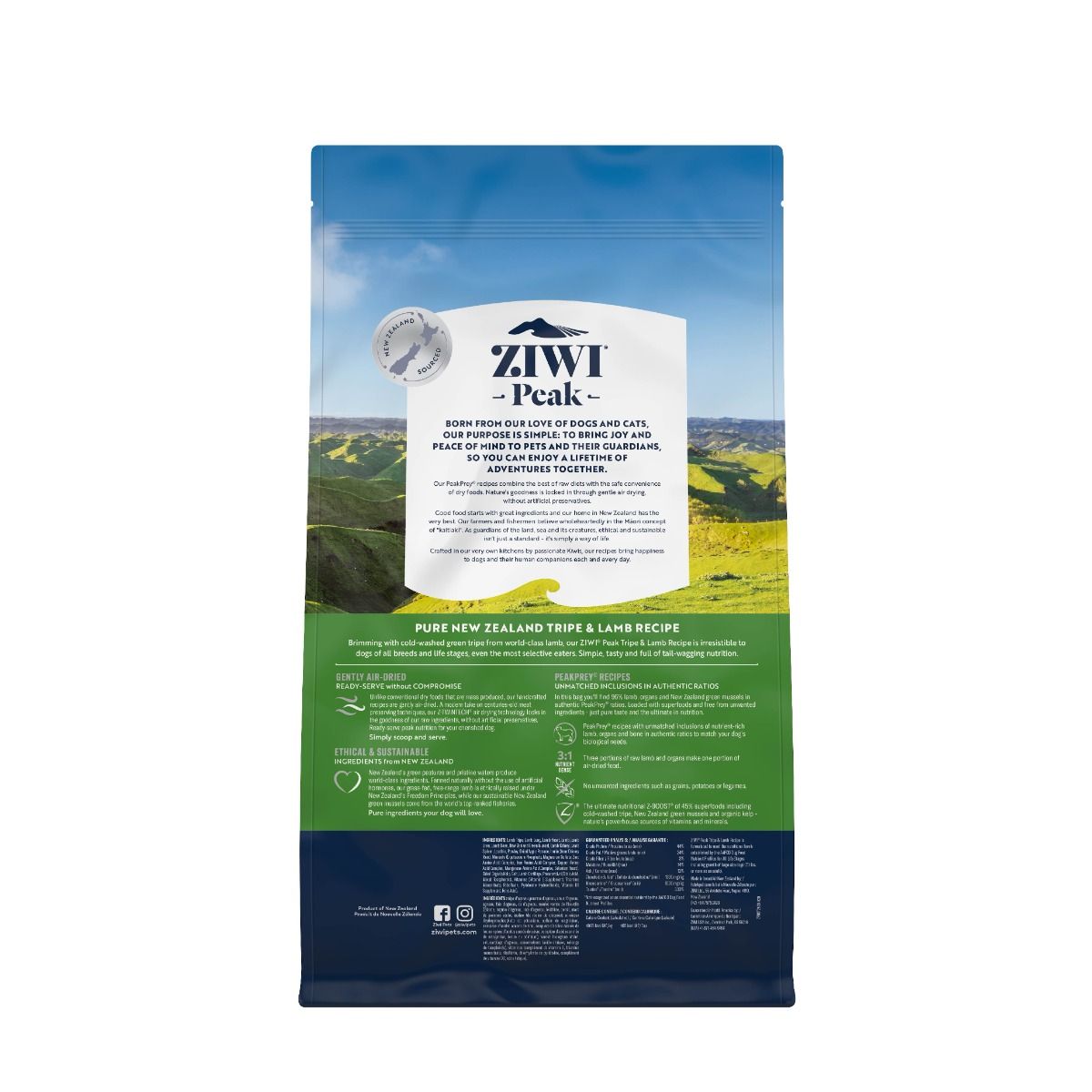 ZIWI Peak Air - Dried Tripe & Lamb Recipe Dry Dog Food - 2.5KG - Shopivet.com