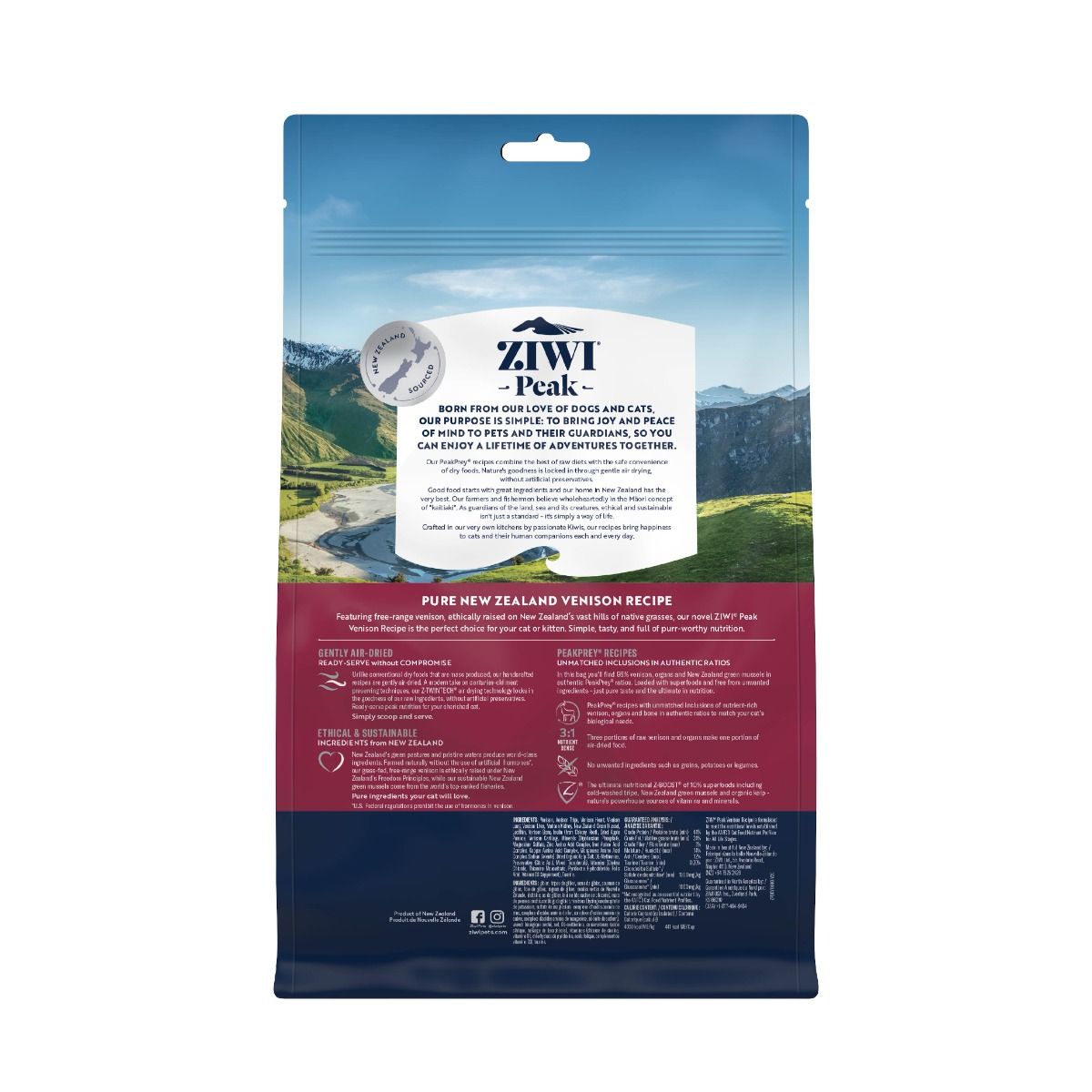 ZIWI Peak Air - Dried Venison Recipe Dry Cat Food 400g - 400G - Shopivet.com