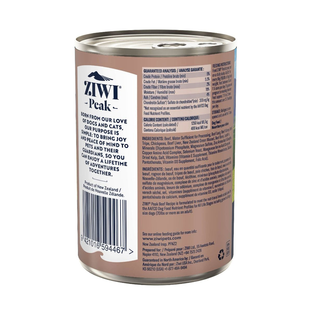 ZIWI Peak Beef Recipe Wet Dog Food - 390G - Shopivet.com