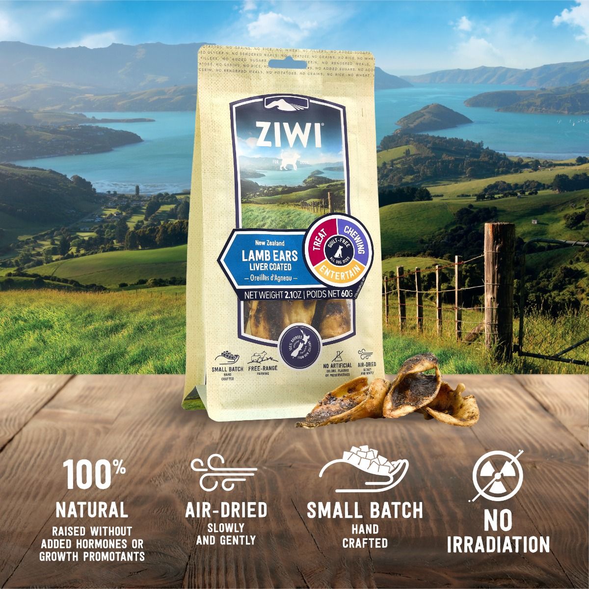 ZIWI Peak Lamb Ears Liver Coated Dog Treats 60g - 60G - Shopivet.com