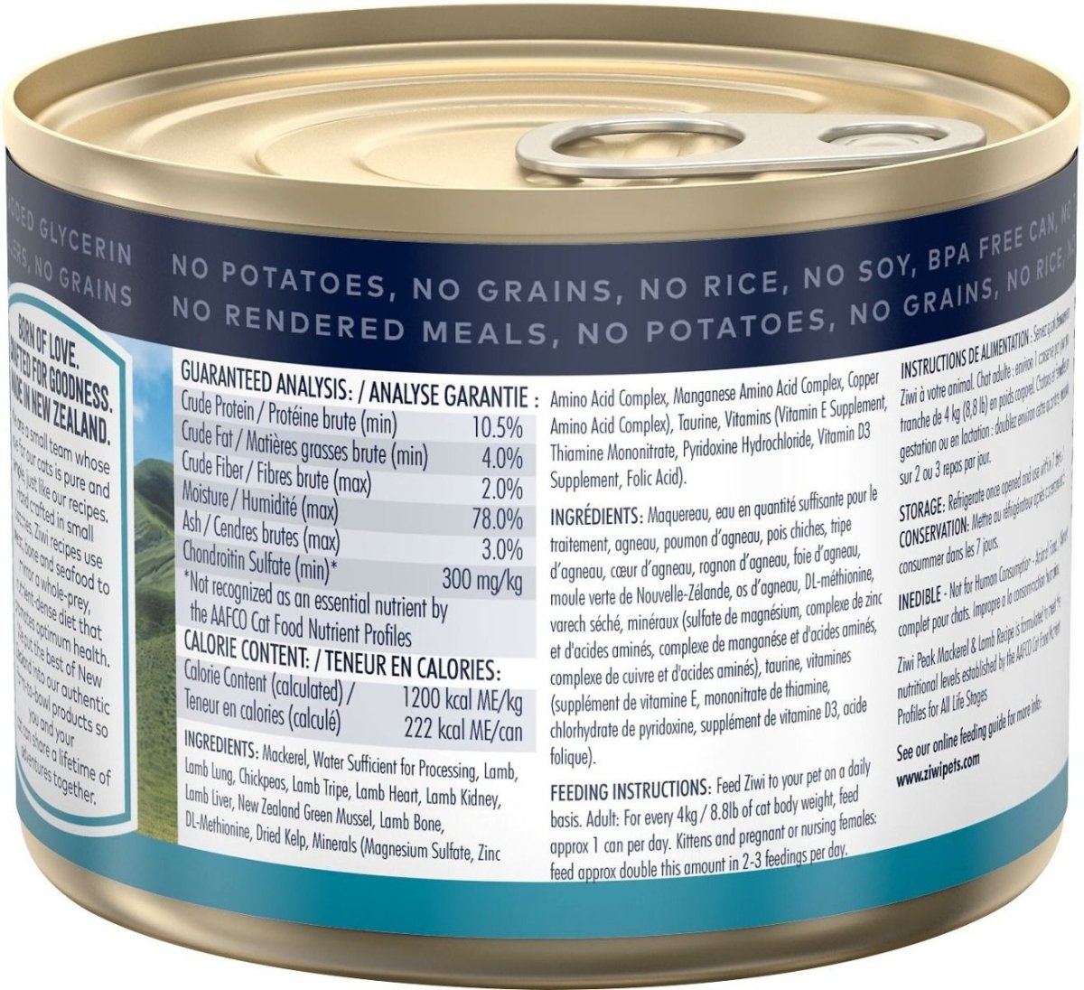 ZIWI Peak Mackerel & Lamb Recipe Wet Cat Food - 185G - Shopivet.com