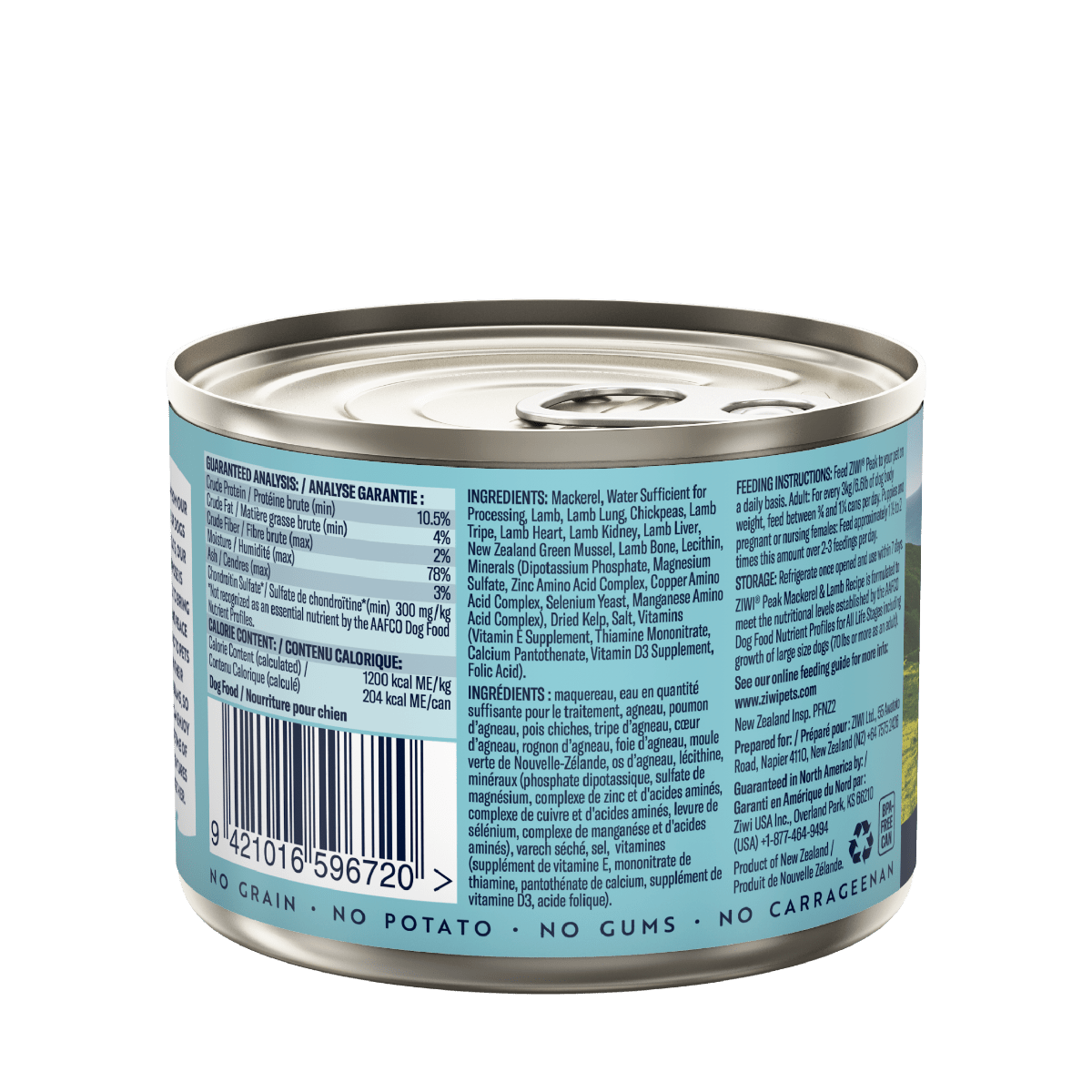 ZIWI Peak Mackerel & Lamb Recipe Wet Dog Food - 170g - Shopivet.com