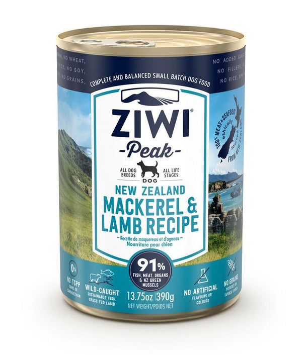 ZIWI Peak Mackerel & Lamb Recipe Wet Dog Food - 390G - Shopivet.com