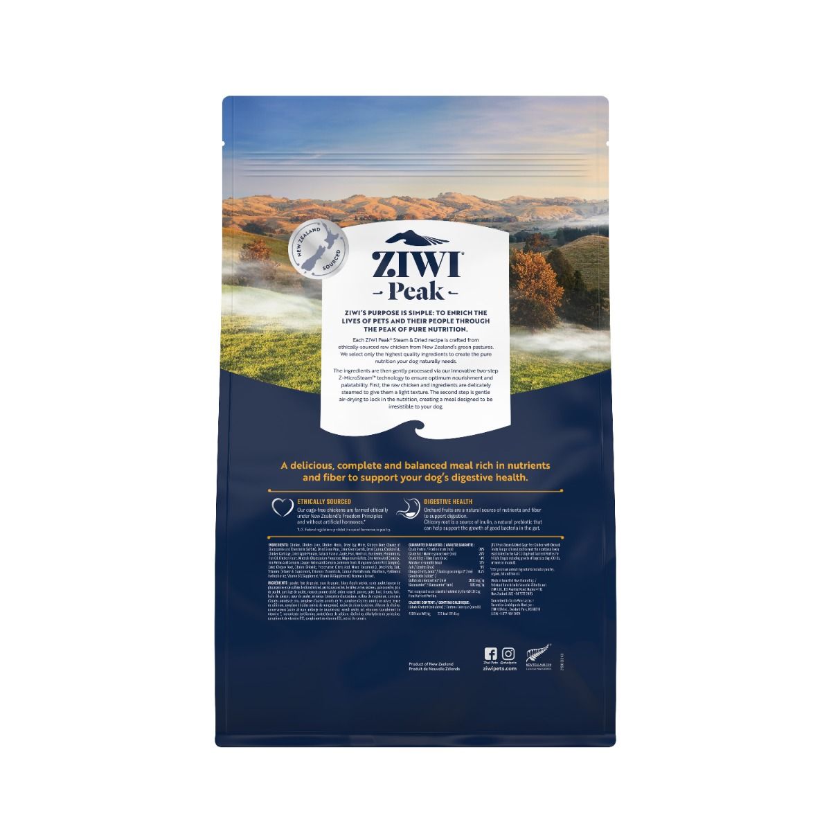 ZIWI Peak Steam & Dried Cage - Free Chicken with Orchard Fruits Recipe Dry Dog Food - 1.5kg - Shopivet.com
