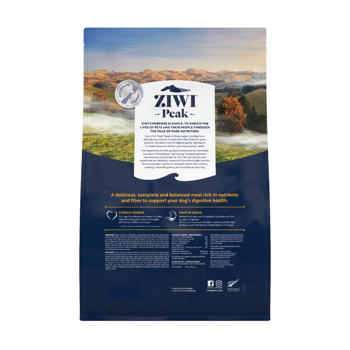 ZIWI Peak Steam & Dried Cage - Free Chicken with Orchard Fruits Recipe Dry Dog Food - 3.2kg - Shopivet.com