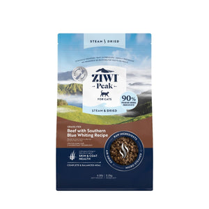 ZIWI Peak Steam & Dried Grass - Fed Beef with Southern Blue Whiting Recipe Dry Cat Food - 2.2KG - Shopivet.com