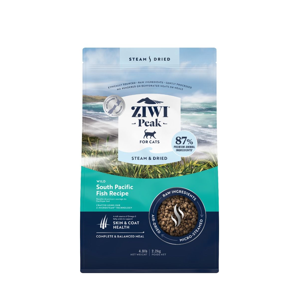 ZIWI Peak Steam & Dried Wild South Pacific Fish Recipe Dry Cat Food - 2.2KG - Shopivet.com
