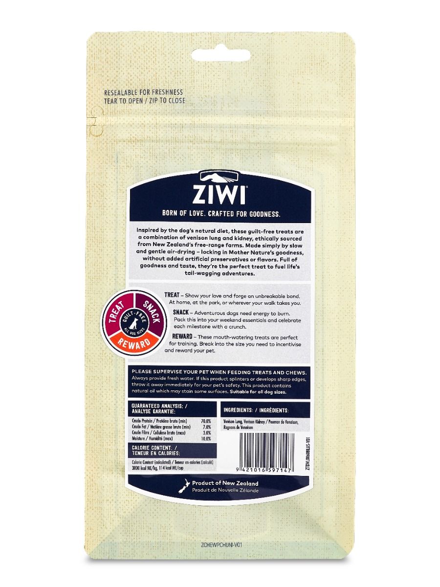 ZIWI Peak Venison Lung & Kidney Dog Treats 60g - 60G - Shopivet.com