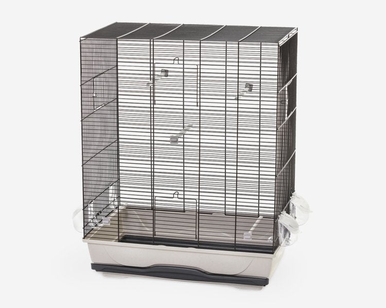 Ambra Bird Cage - 56.5 x 36 x 74 cm/Black & Sand - Shopivet.com