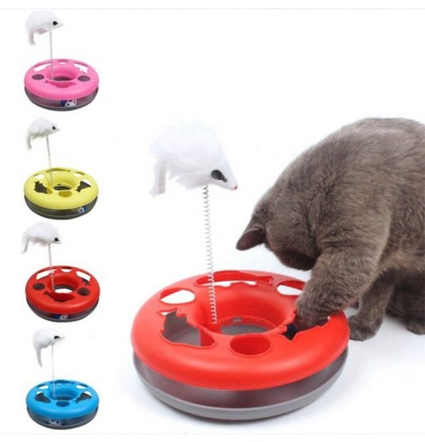 Cat Toys Crazy Amusement Round Disk Spring Mice Multifunctional Funny Play Activity - Shopivet.com