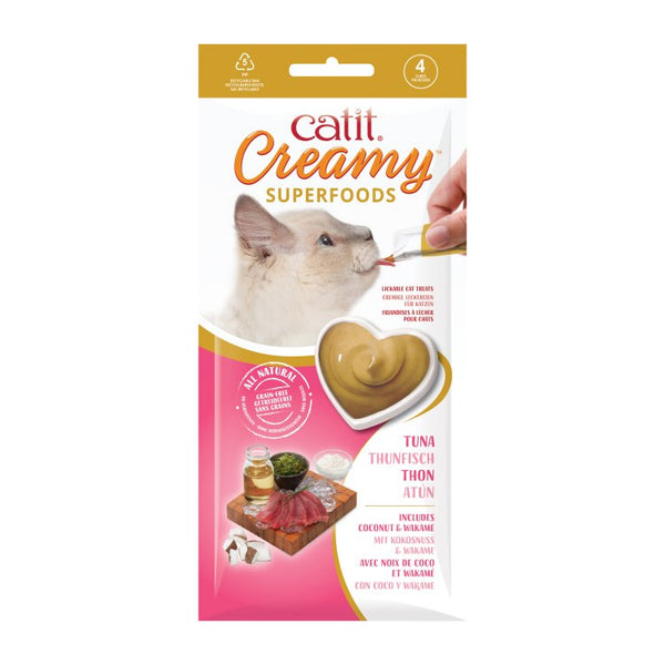 Catit Creamy Superfood Treats, Tuna Recipe with Coconut & Wakame, 12pk/box - Shopivet.com