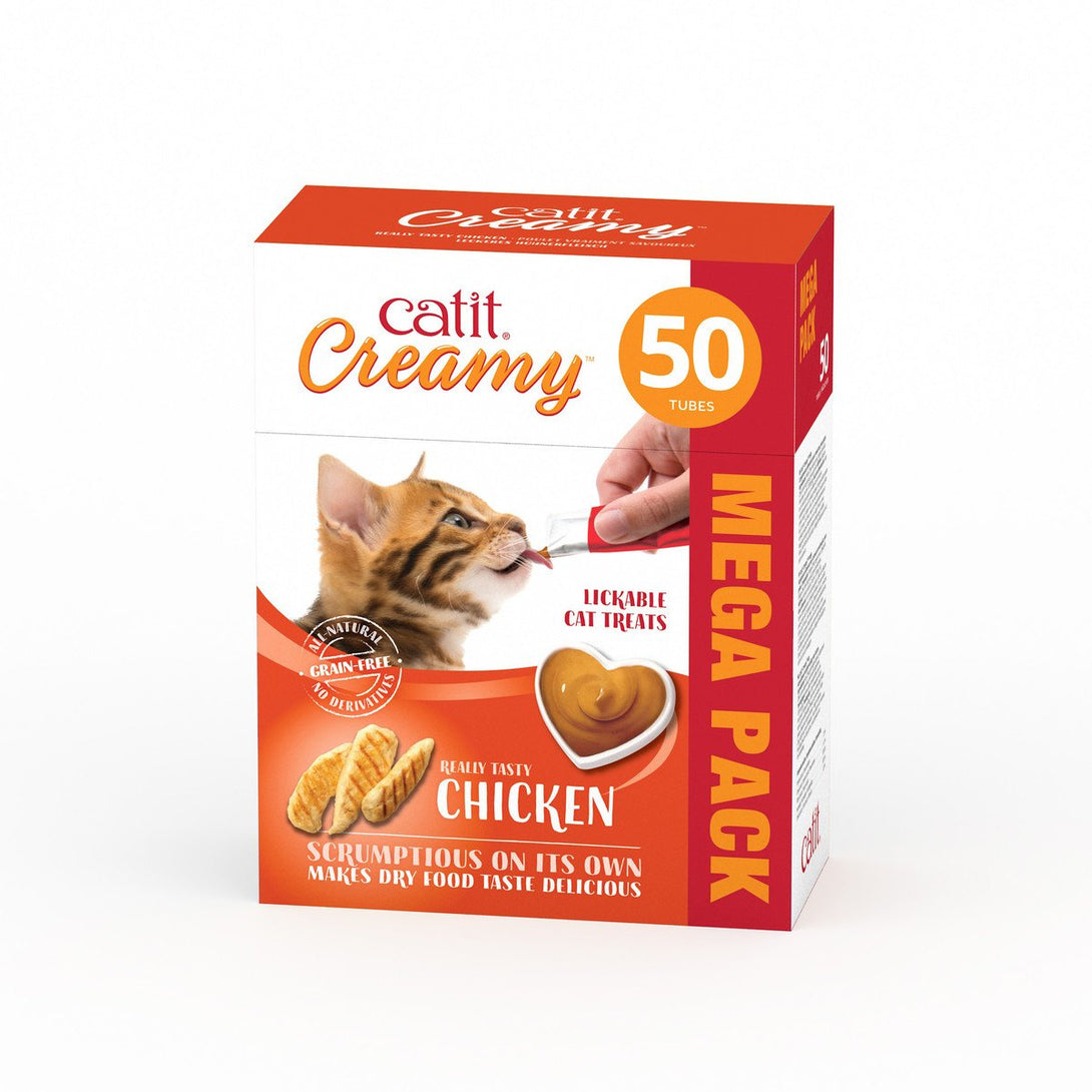 CATIT CREAMY TREATS MEGA PACK CHICKEN, 50 TUBES/BOX - Shopivet.com