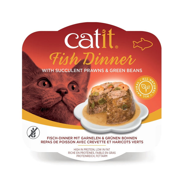 CATIT FISH DINNER, SHRIMP & GREEN BEANS 80 G, 6PCS/BOX - Shopivet.com