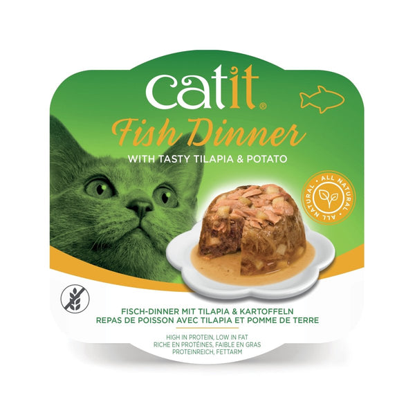 CATIT FISH DINNER, TILAPIA & POTATO 80 G, 6PCS/BOX - Shopivet.com