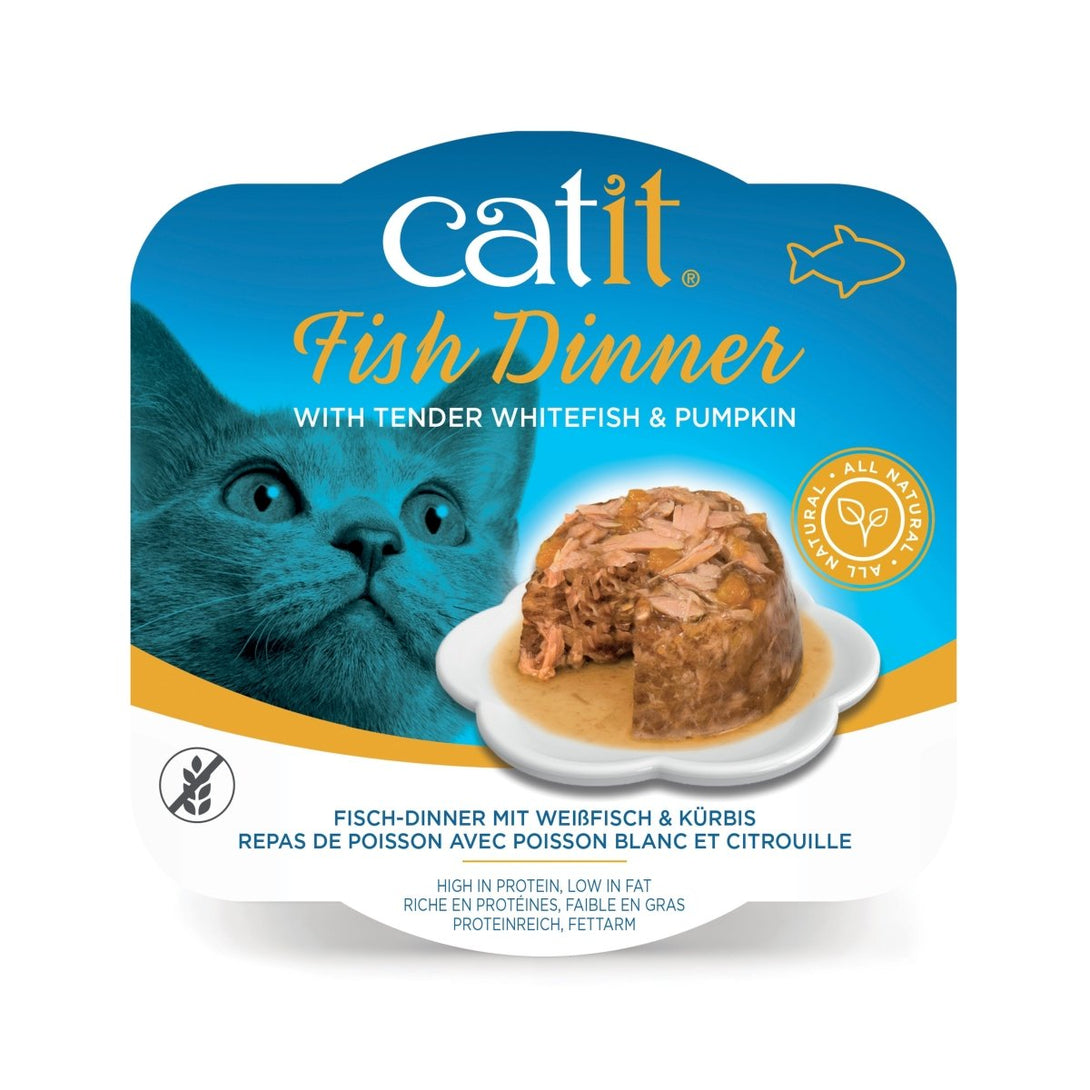 CATIT FISH DINNER, WHITEFISH & PUMPKIN 80 G, 6PCS/BOX - Shopivet.com