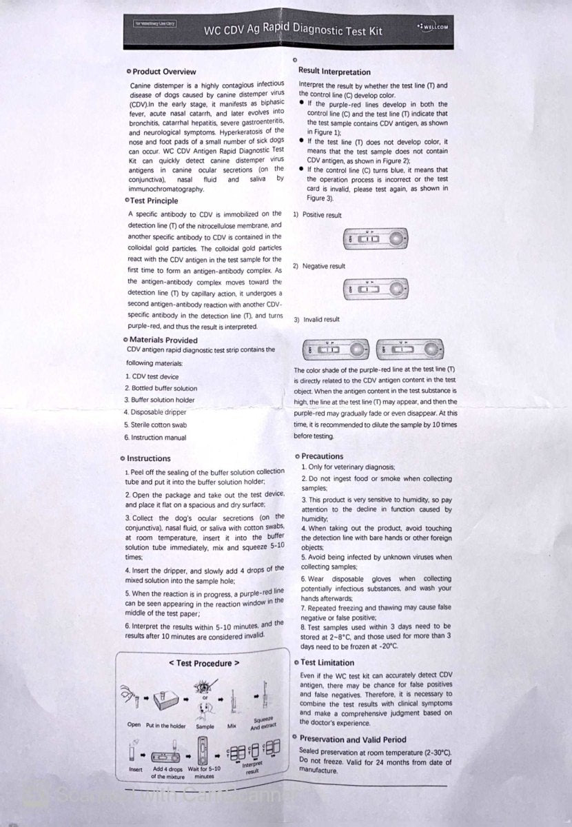 CDV-Ag 10 tests - Rapid test for Canine Distemper - Shopivet.com