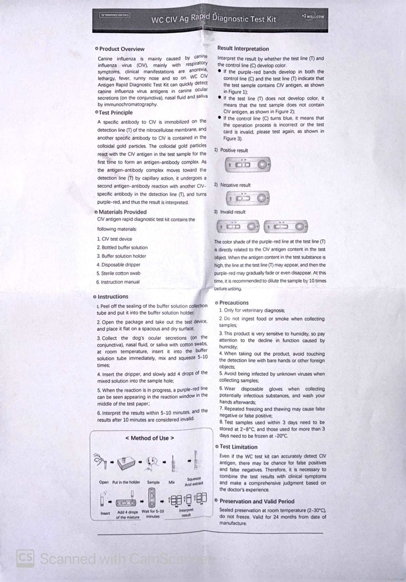 CIV-Ag 10 tests - Rapid test for kennel cough - Shopivet.com