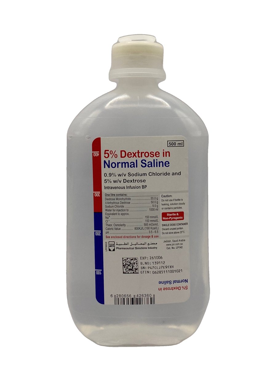 Dextrose 5% in normal saline 500ml - Shopivet.com