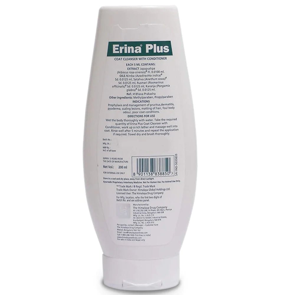 Erina Plus Coat Cleanser With Conditioner For Pets 200ml - Shopivet.com