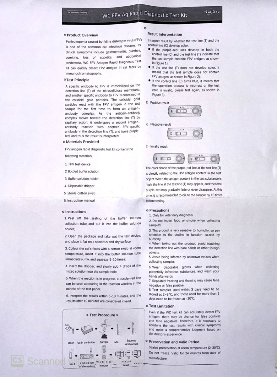 FPV-Ag 1 test - Rapid test for Parvo in cats - Shopivet.com