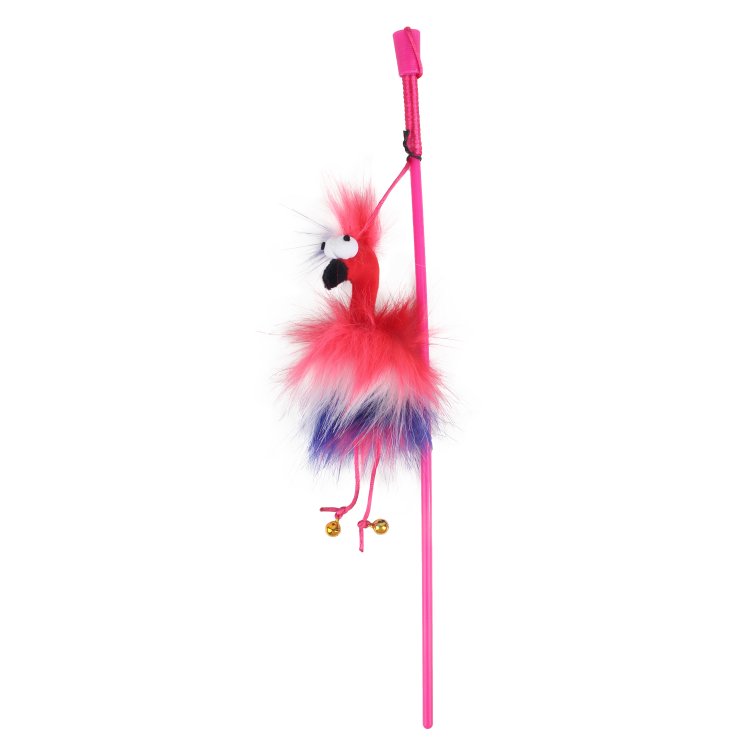 Furry Ball - Fluffy Bird Wand - Red - Shopivet.com