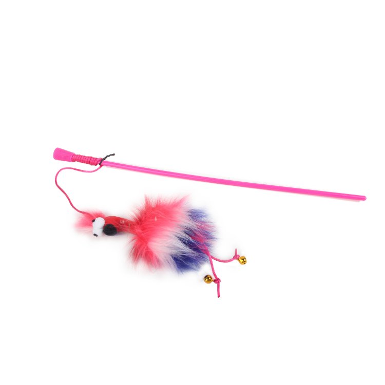 Furry Ball - Fluffy Bird Wand - Red - Shopivet.com