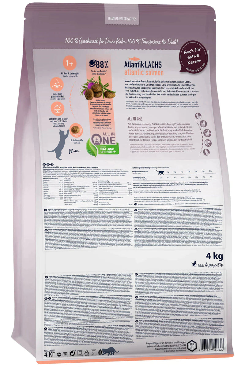 Happy Cat Adult Sterilised Atlantik Lachs Atlantic Salmon 1.3kg - Shopivet.com