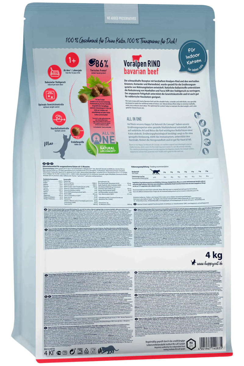 Happy Cat Indoor Adult Voralpen Rind 300g - Shopivet.com