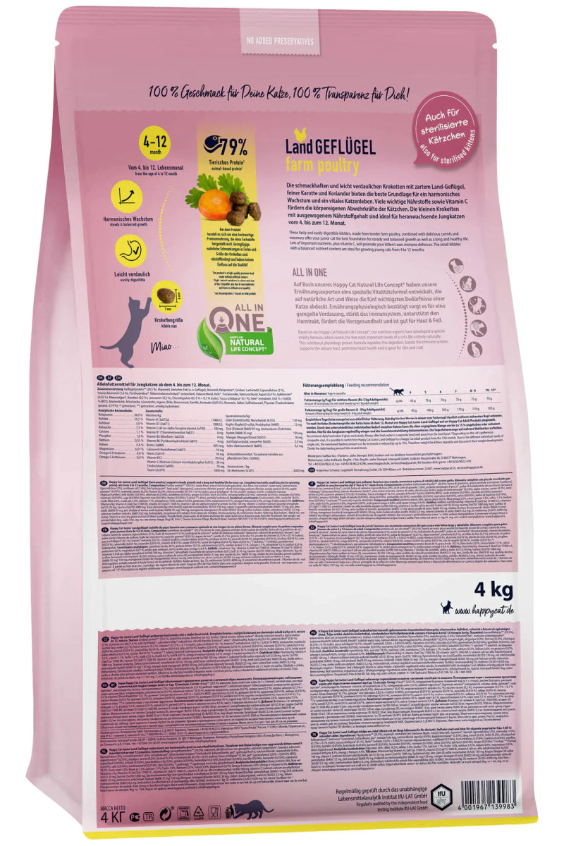 Happy Cat Junior Land Geflugel (Poultry) 4 kg - Shopivet.com