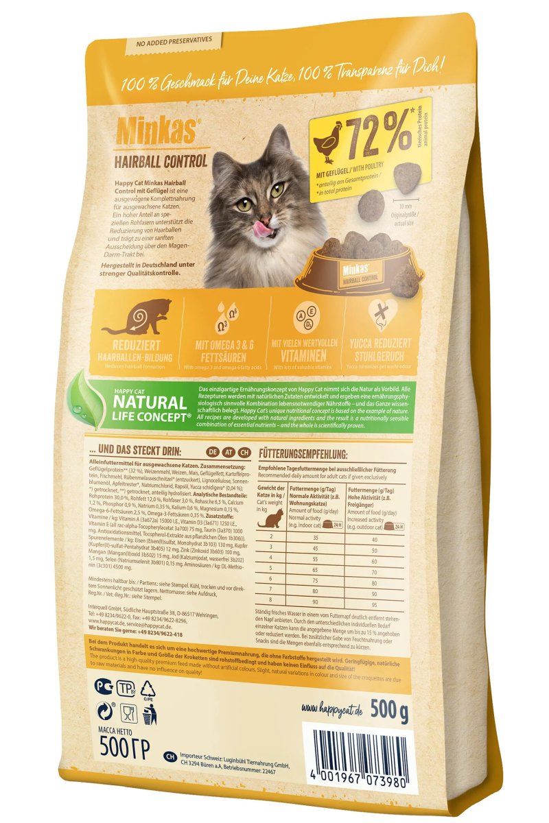 Happy Cat Minkas Hairball Control 500g - Shopivet.com