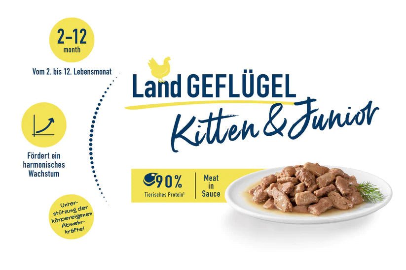 Happy Cat MIS Kitten & Junior Farm Poultry 85 gm sachet - Shopivet.com
