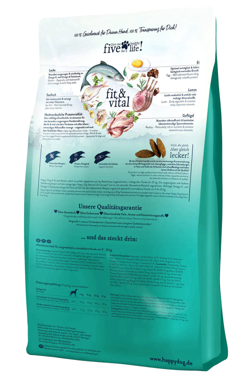Happy Dog Fit & Vital Medium Adult 1kg - Shopivet.com