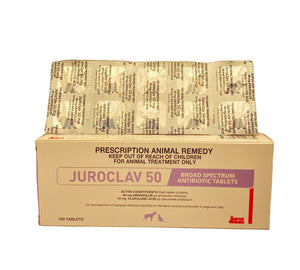 JUROCLAV 50 (Amoxicillin + Clavulanic acid) 10Tablets - Shopivet.com