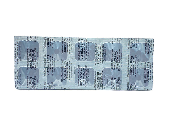 JUROCLAV 50 (Amoxicillin + Clavulanic acid) 10Tablets - Shopivet.com