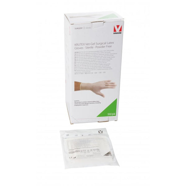 KRUTEX VET-GEL SURGICAL GLOVES PF SIZE 7.5 / 50 PAIRS - Shopivet.com