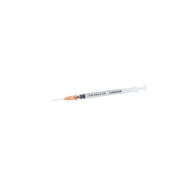 KRUUSE DISP. SYRINGE WITH FIXED NEEDLE, 3-COMP., 1 ML, 25G X 5/8 - Shopivet.com