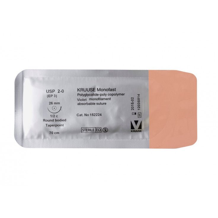 KRUUSE MONOFAST SUTURE, USP 0, 70CM, 1/2C RBTP NEEDLE: 30MM - Shopivet.com