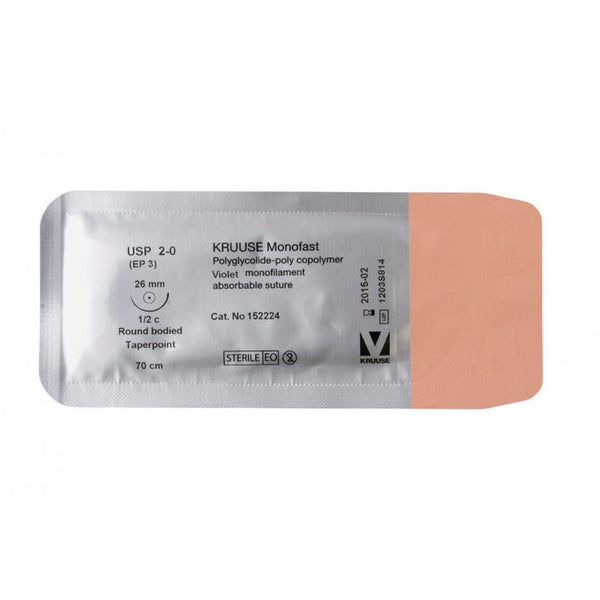 KRUUSE MONOFAST SUTURE, USP 0, 70CM, 1/2C RBTP NEEDLE: 30MM - Shopivet.com