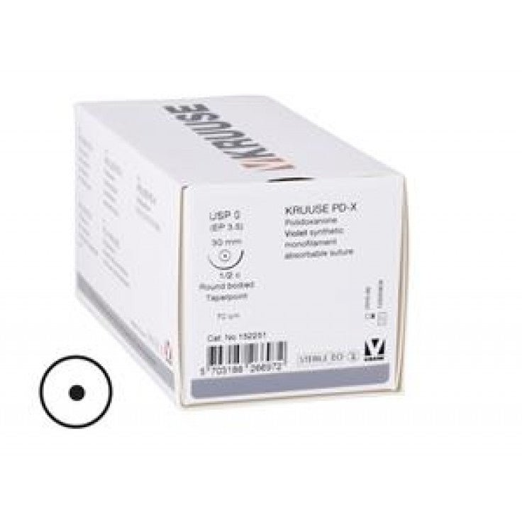 KRUUSE PD-X SUTURE USP 0, 70 CM, 1/2C RBTP NEEDLE: 30 MM, 18/PK