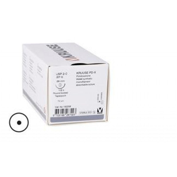 KRUUSE PD-X SUTURE USP 2-0, 70 CM, 1/2C RBTP NEEDLE: 26 MM,18/PK - Shopivet.com