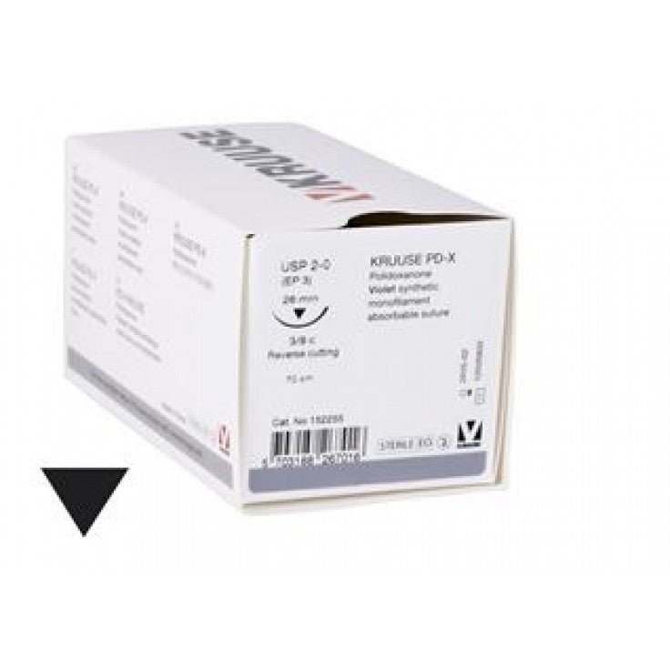 KRUUSE PD-X SUTURE USP 2-0, 70 CM, 3/8C RC NEEDLE: 26 MM, 18/PK - Shopivet.com