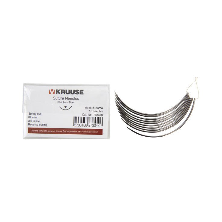 KRUUSE SUTURE NEEDLE SPRING EYE, 3/8 CIRCLE, - Shopivet.com