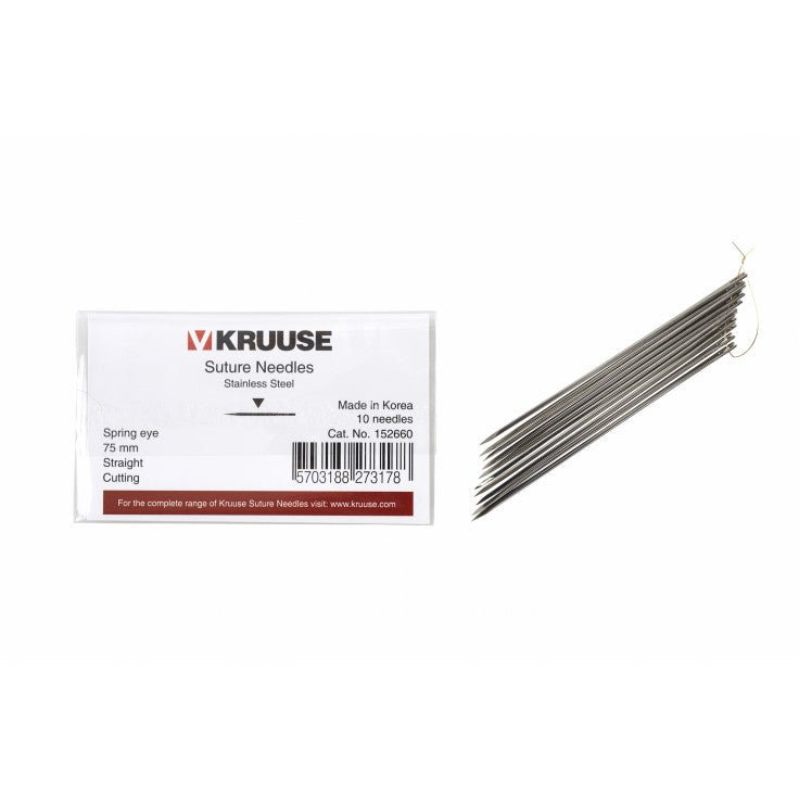 KRUUSE SUTURE NEEDLE SPRING EYE, 3/8 CIRCLE, - Shopivet.com