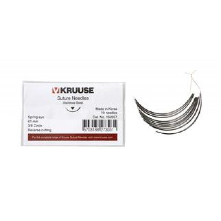 KRUUSE SUTURE NEEDLE SPRING EYE, 3/8 CIRCLE, - Shopivet.com