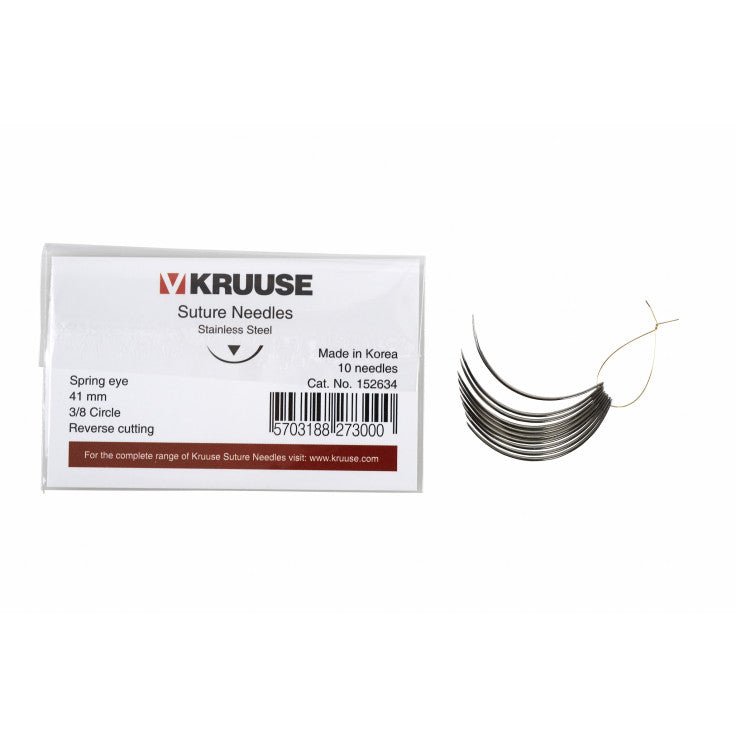 KRUUSE SUTURE NEEDLE SPRING EYE, 3/8 CIRCLE, - Shopivet.com